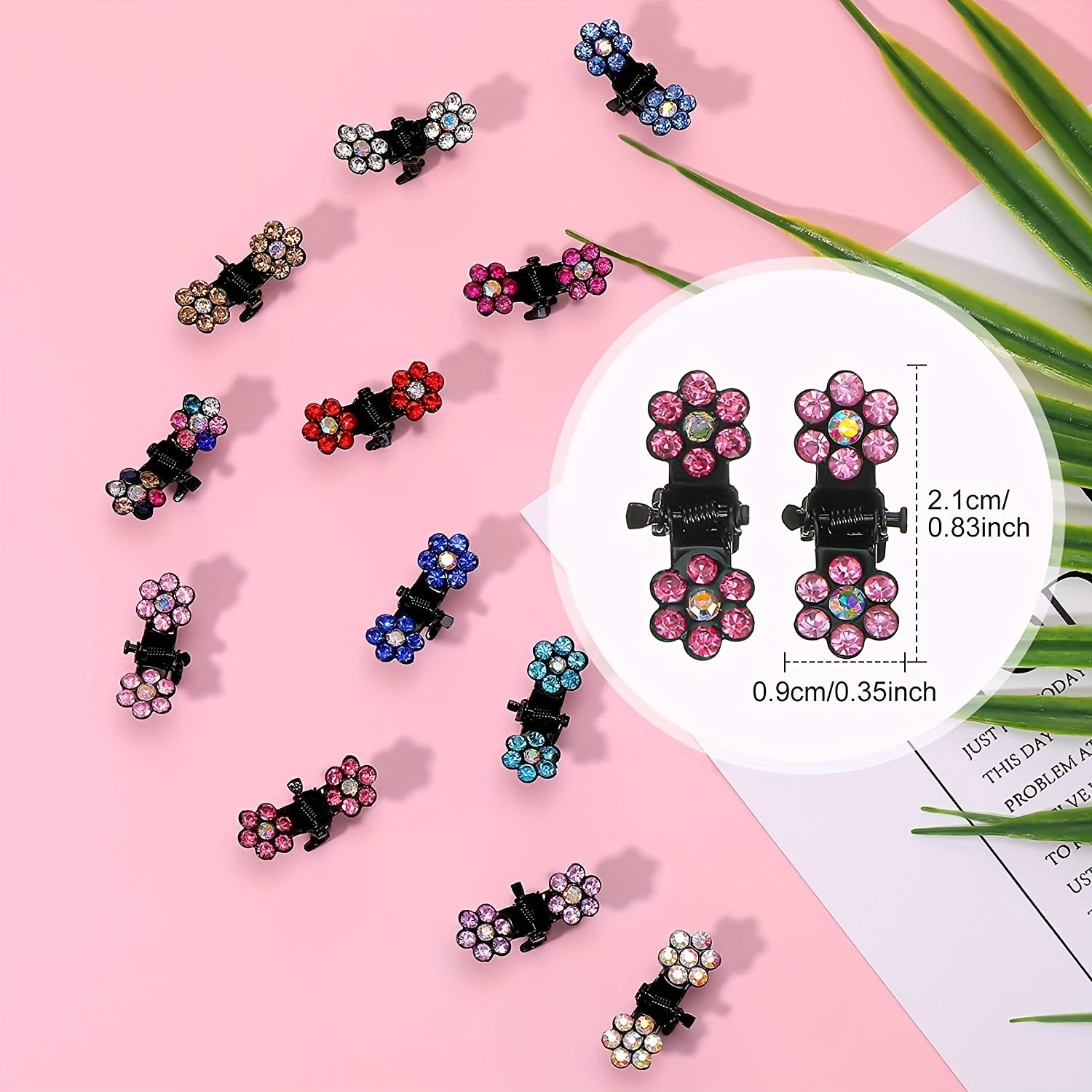 50pcs Mini Flower Rhinestone Hair Clips Set - Perfect Holiday Gift