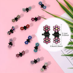 50pcs Mini Flower Rhinestone Hair Clips Set - Perfect Holiday Gift
