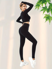 Yoga Workout Set Crop Top High Waist Leggings Suit Women's Activewear