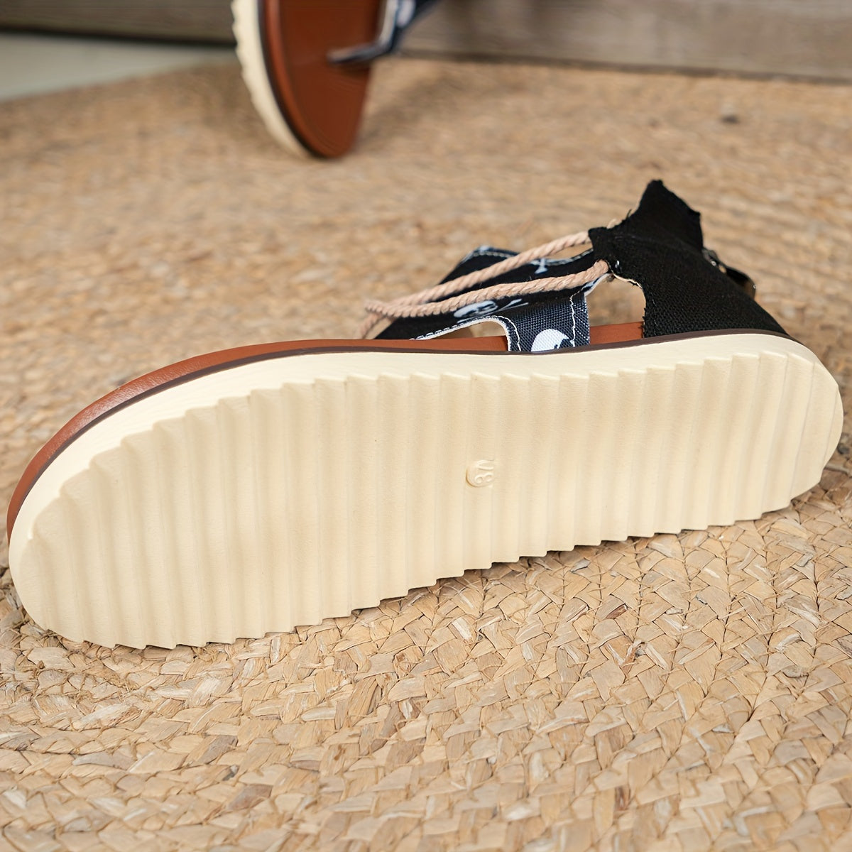 Skull Pattern Zipper Back Thong Sandals Open Toe Summer Flat Shoes