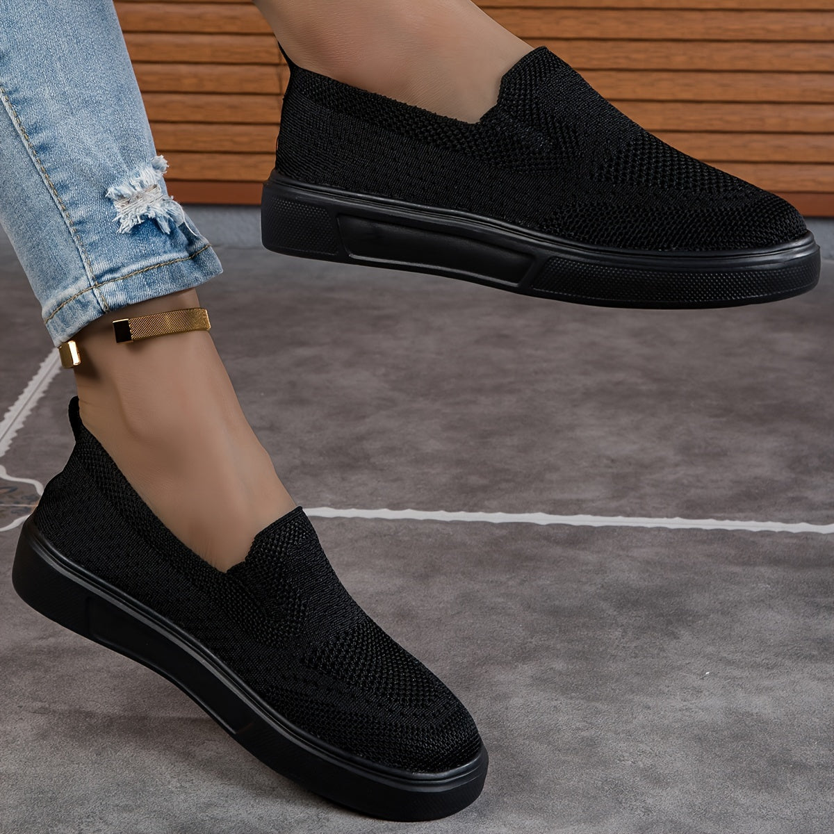 Shallow Mouth Slip-On Sneakers for Women Mesh Breathable Sports and Casual Shoes