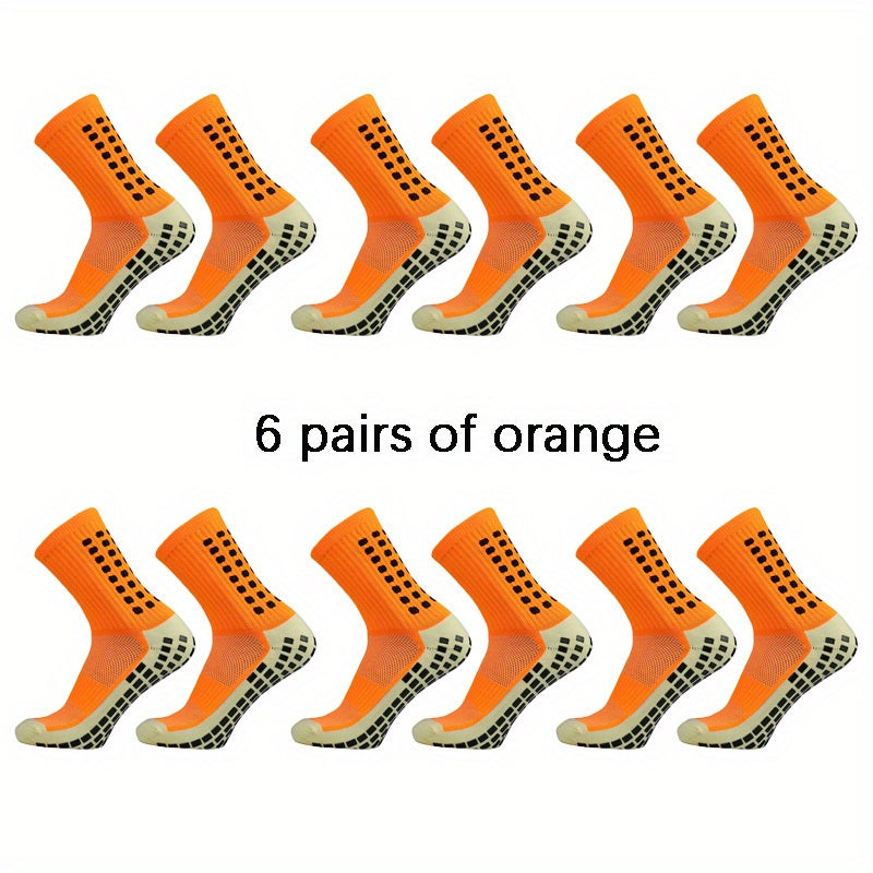 6 Pairs Dispensing Non slip Football Socks Breathable Mid tube Socks