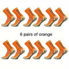 6 Pairs Dispensing Non slip Football Socks Breathable Mid tube Socks