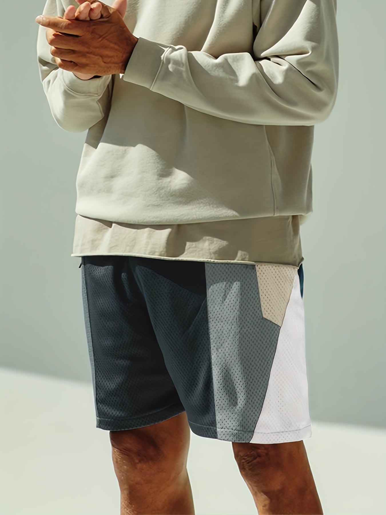 Mesh Breathable Active Shorts Men's Casual Stretch Zipper Pockets