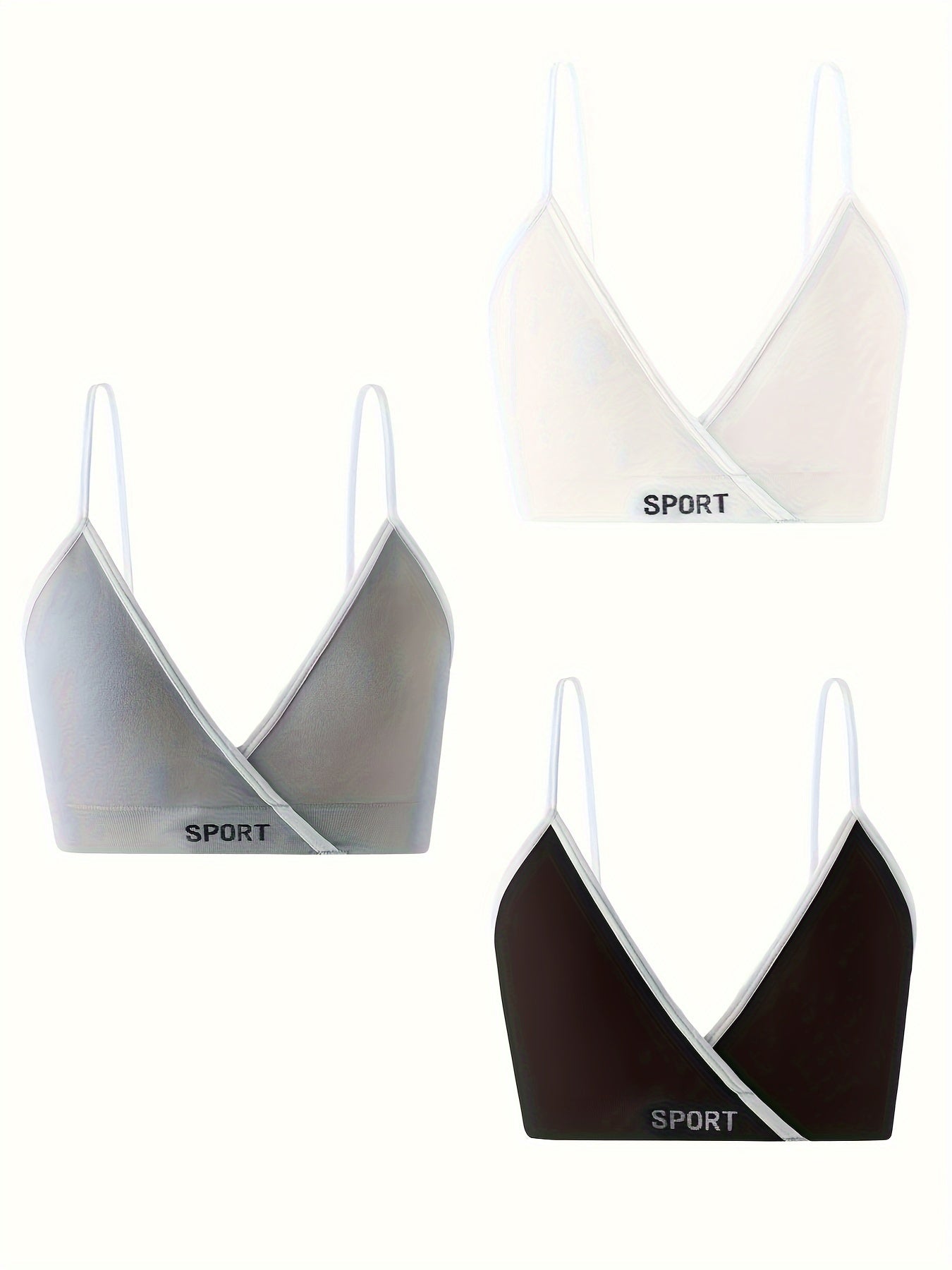 3pcs Wireless Bras Comfy & Breathable Stretch Intimates Bra Women's Lingerie