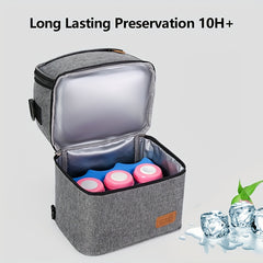 Deluxe Insulated Double Deck Lunch Box Bag for Adults Work Office & Picnics