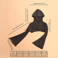 Glitter Ruffle Shawl Thin Hooded Wrap Long Sleeves Cover Up