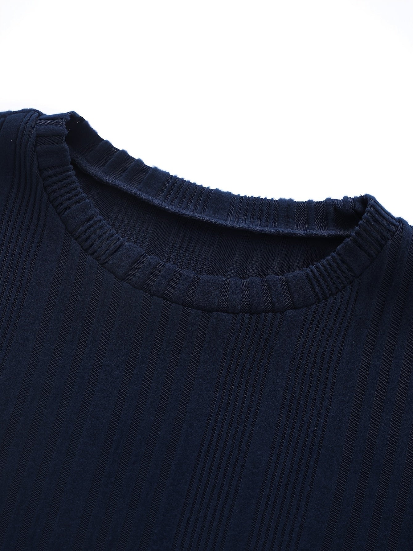 Solid Ribbed Button Sweater Round Neck Jumper