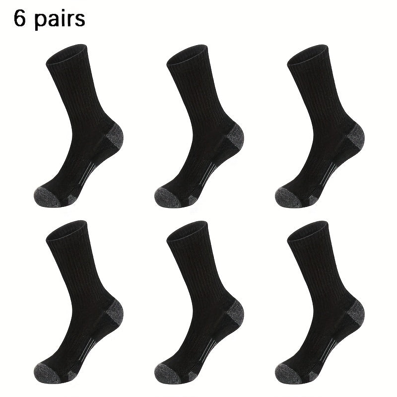 6 Pairs Basketball Sports Socks - Sweat Absorbing Crew Socks