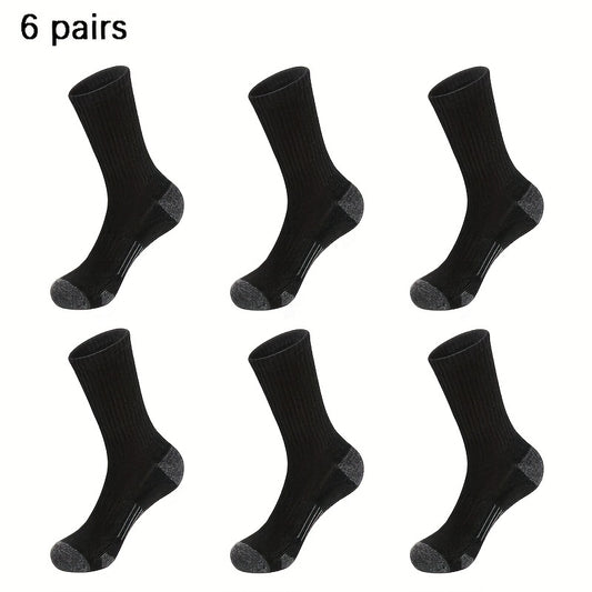 6 Pairs Basketball Sports Socks - Sweat Absorbing Crew Socks