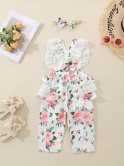 Baby Girls Flower Print Overalls