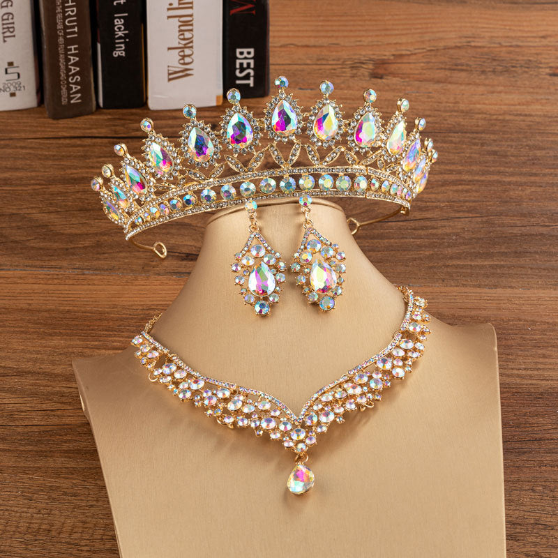 Crystal Rhinestone Bridal Tiaras And Crown Set For Women Queen Princess