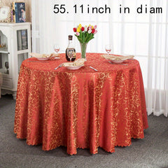European Polyester Tablecloth Golden Branch Jade Leaf Pattern Round Vintage