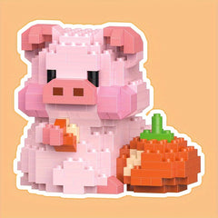 Animal Building Blocks Gluttonous Pig Model Small Building Blocks Gift