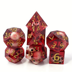 7pcs Resin Skull Dice Set Mini Dice With Golden Number