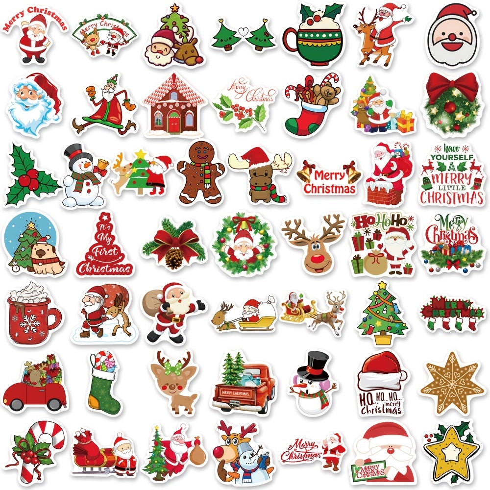 50 Cartoon Christmas Dress Up Stickers Self adhesive Santa Claus Elk Waterproof