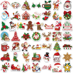 50 Cartoon Christmas Dress Up Stickers Self adhesive Santa Claus Elk Waterproof