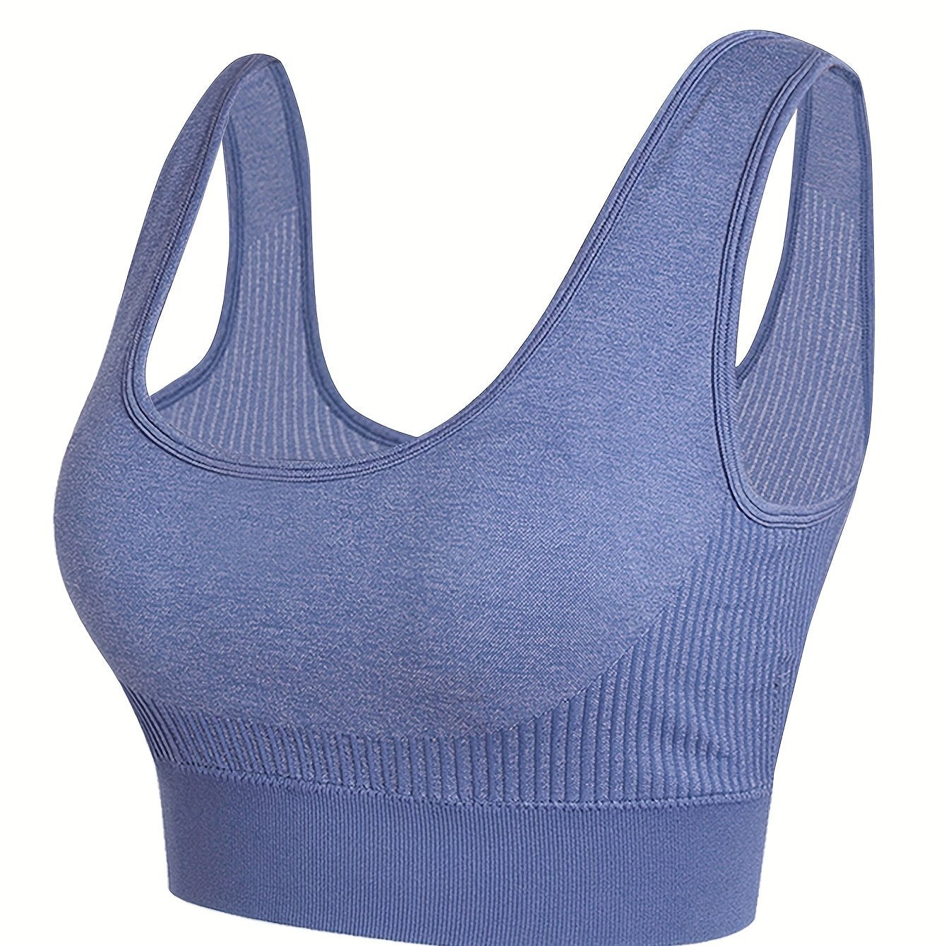 Plus Size Ribbed High Stretch Sports Bra