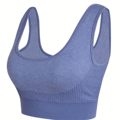 Plus Size Ribbed High Stretch Sports Bra