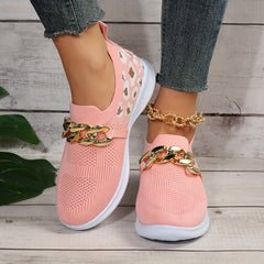 Women's Metallic Chain Decor Slip On Sneakers