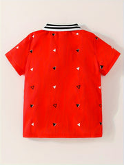 Boys Triangle Print Lapel Shirt Toddler Short Sleeve Summer Clothes