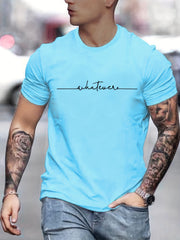 Men's Casual Letters Graphic Print Crew Neck T-shirts Top Tees