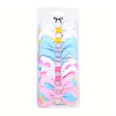 8pcs Cartoon Gradient Rainbow Bow Hair Clips Girls Accessories