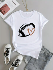 Football Heart Graphic Sports T-shirt Workout Top