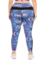 Colorblock Print Yoga Leggings Medium Stretch Workout Leggings