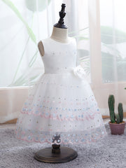 Baby Girls Floral Embroidery Sleeveless Mesh Princess Dress