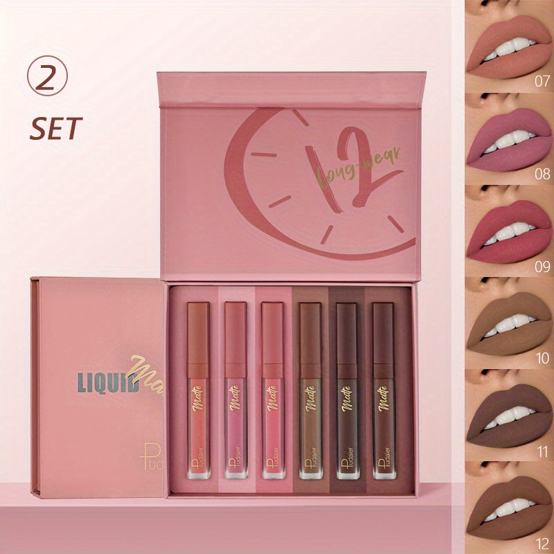 6pcs Soft Matte Lipstick Set Waterproof Lip Glaze Lip Makeup Set