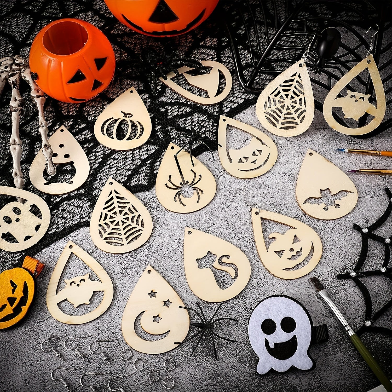 Halloween Wooden Earring Making Kit - DIY Craft Jewelry