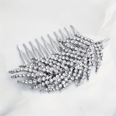 Rhinestone Leaf Hair Comb Bridal Wedding Headwear Hair Styling Accessory