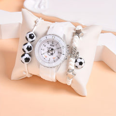 3pcs Boys' Sports Quartz Wristwatch Set Football Style Luminous Display