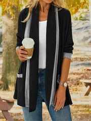 Women's Block Long Sleeve Cardigan for Fall/Winter