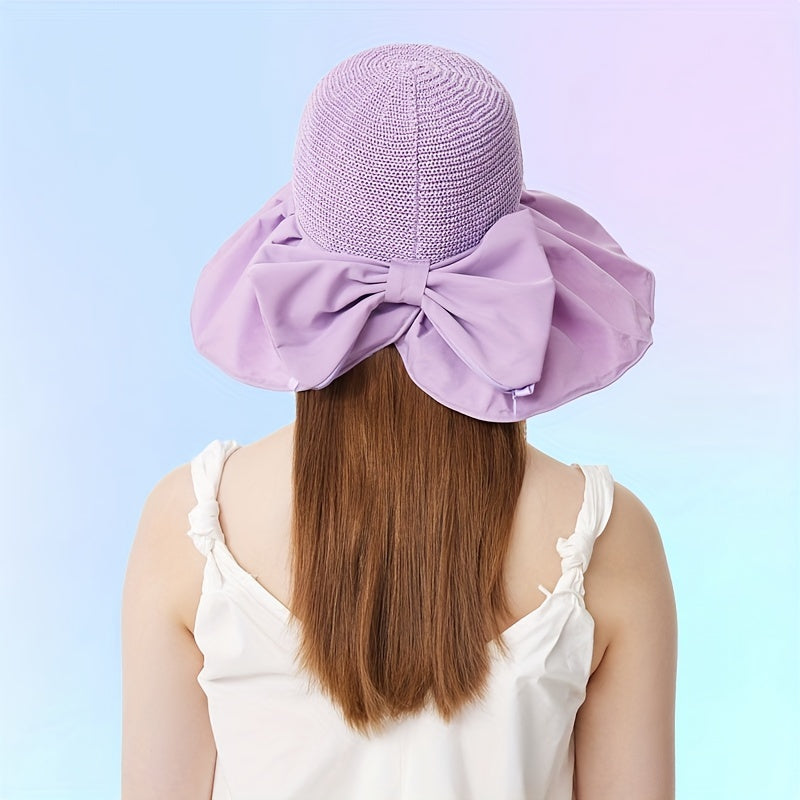 Bowknot Sun Hat UV Protection Bucket Hat Adjustable Summer Beach Hats