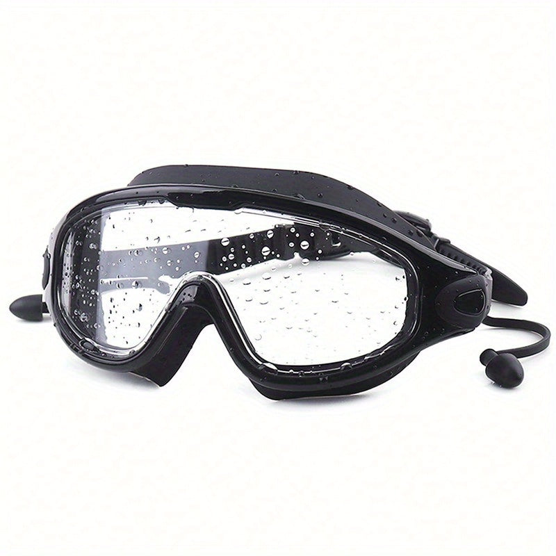 Large Frame Silicone Swim Goggles Anti fog Waterproof Clear Visor