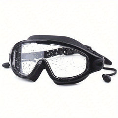 Large Frame Silicone Swim Goggles Anti fog Waterproof Clear Visor