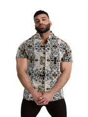 Men's Camp Collar Bowling Shirt Short Sleeves
