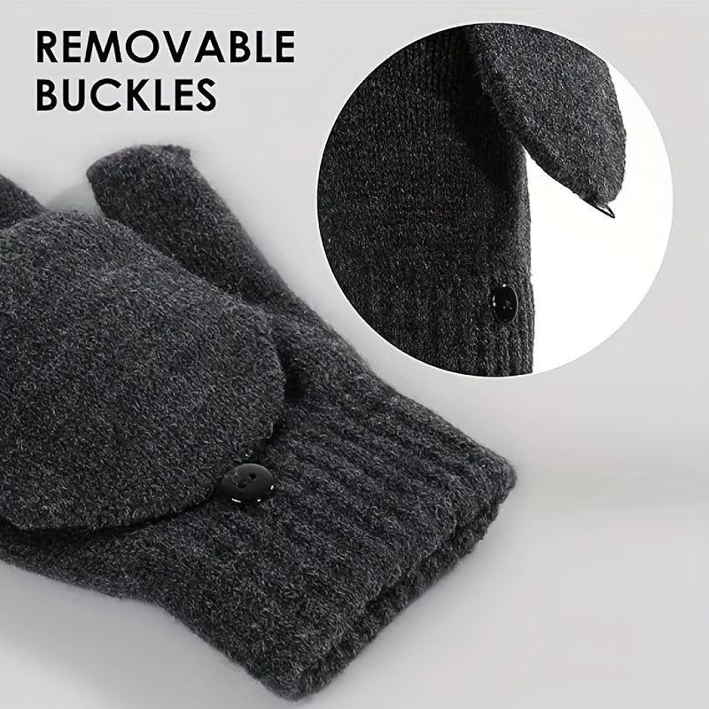 Winter Warm Gloves Half finger Knitted Velvet Touch Screen Gloves