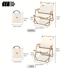 Folding Beach Chair Wooden Handle for Picnics Fishing BBQs