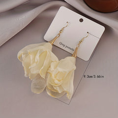 French Romantic Flower Earrings Niche Temperament Flower Hoop Drop Earrings