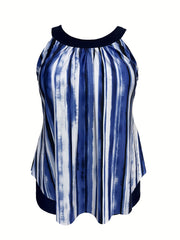 Modest Tankini Set Tie Dye Striped Top & Short