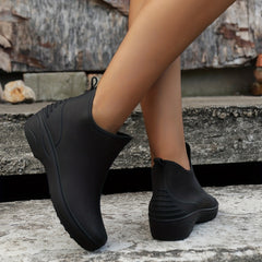 Women's Waterproof Rain Boots Comfortable Solid Medi