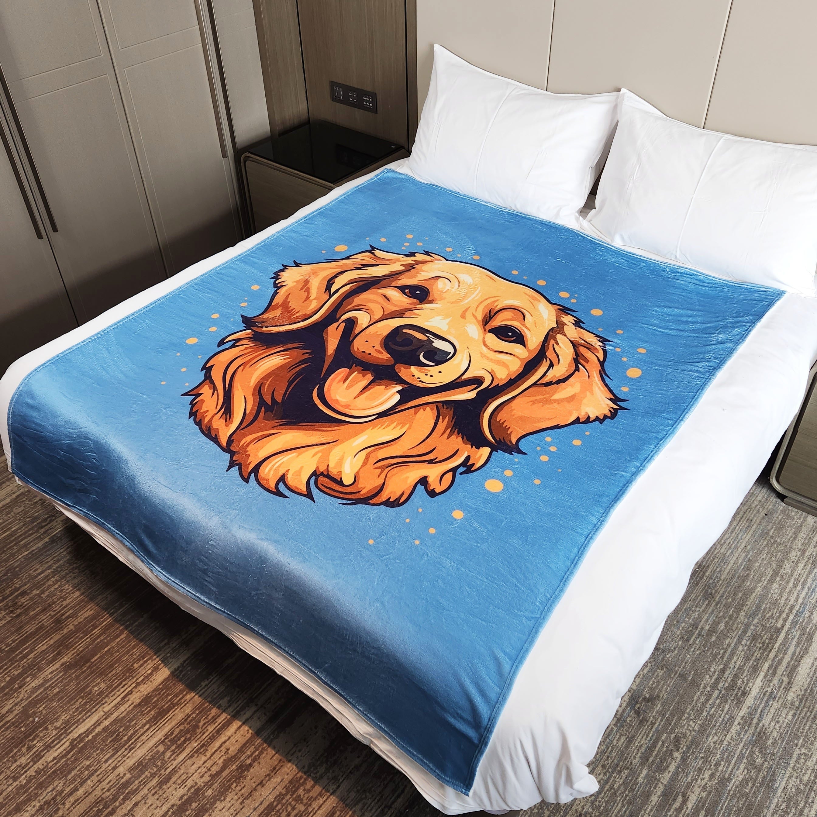 Pet Dog Print Blanket Warm Flannel Outdoor Travel Camping