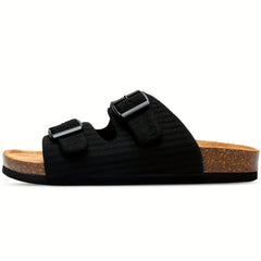 Bacia Cork Footbed Slide Sandals Double Buckle Flat
