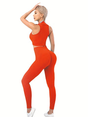 Yoga Sports Set: Crop Top & High Waist Leggings, Activewear