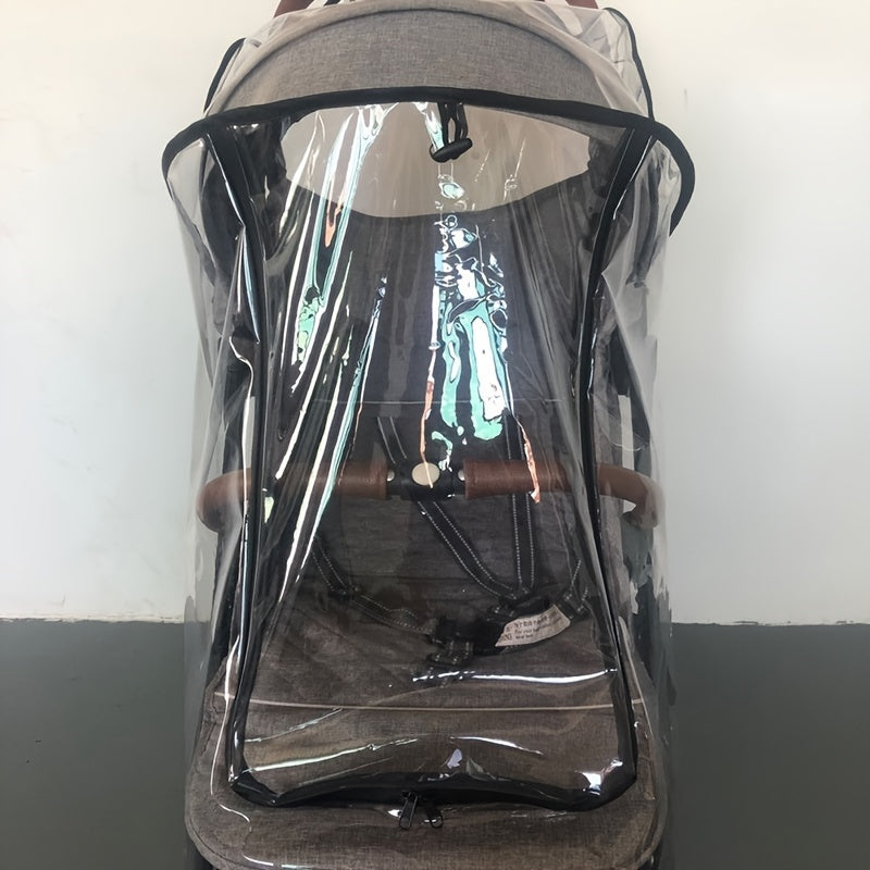 Stroller Rain Cover Transparent Zipper Raincoat Windproof Cold Proof