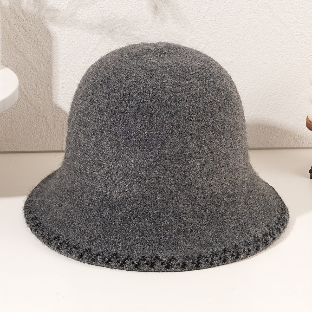 Woolen Knitted Casual Hat Women's Double-sided Bucket Hat
