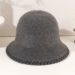 Woolen Knitted Casual Hat Women's Double-sided Bucket Hat